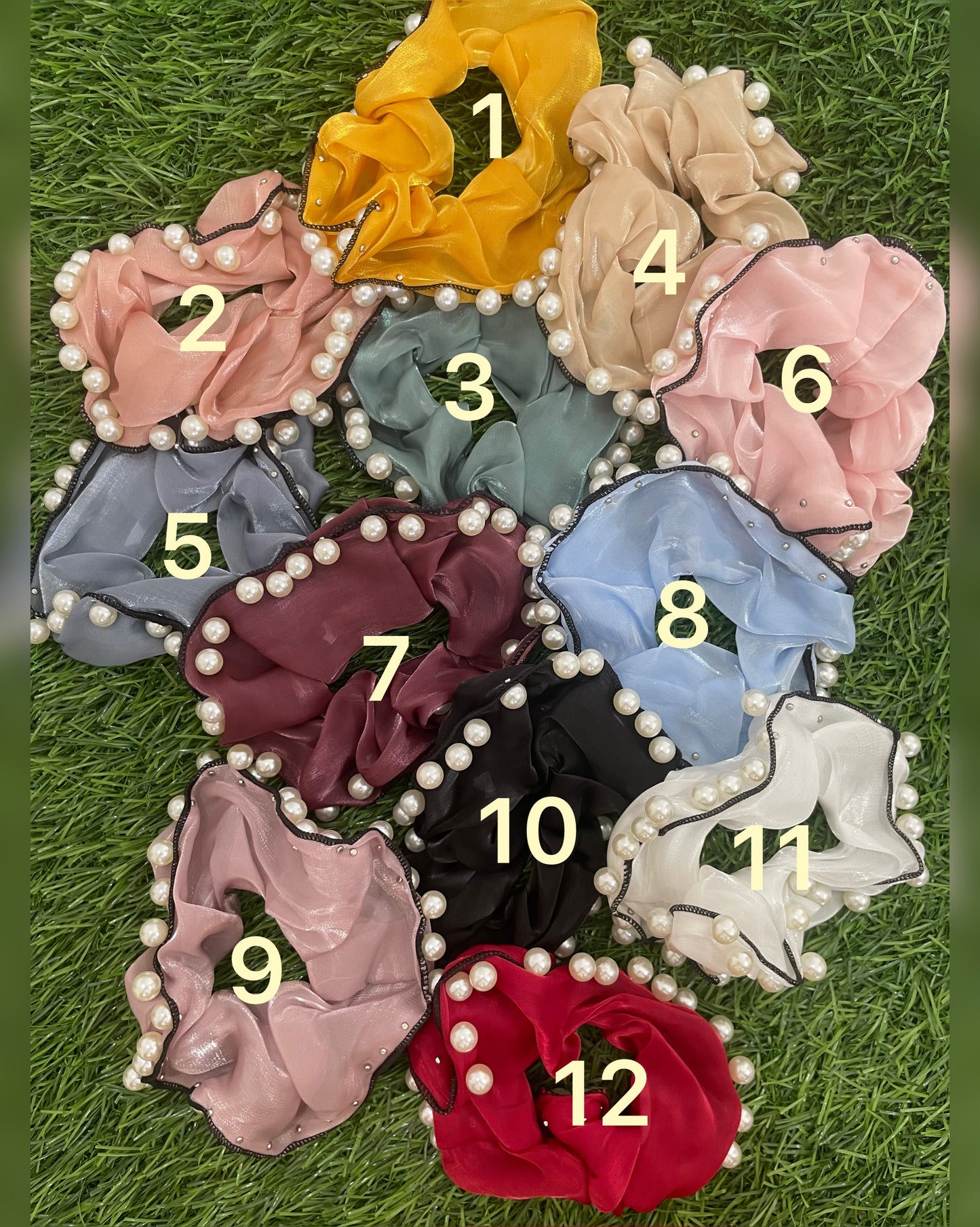 Organza Pearl Scrunchie